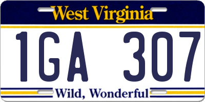 WV license plate 1GA307