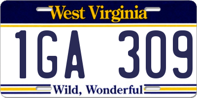 WV license plate 1GA309