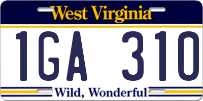 WV license plate 1GA310