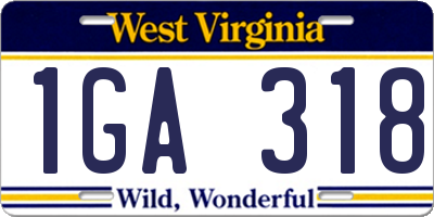 WV license plate 1GA318