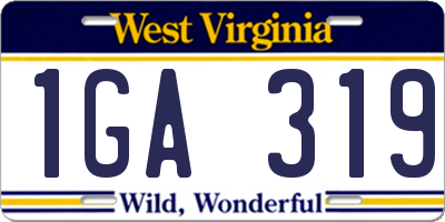 WV license plate 1GA319