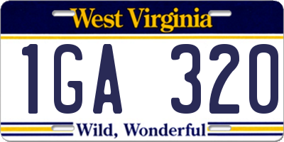 WV license plate 1GA320