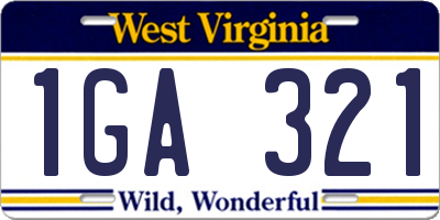 WV license plate 1GA321