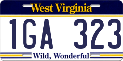 WV license plate 1GA323
