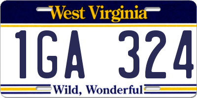 WV license plate 1GA324