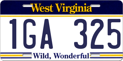 WV license plate 1GA325