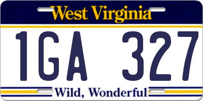 WV license plate 1GA327