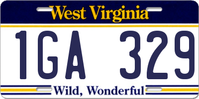 WV license plate 1GA329