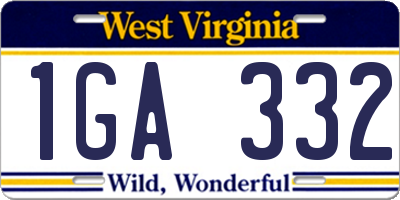 WV license plate 1GA332