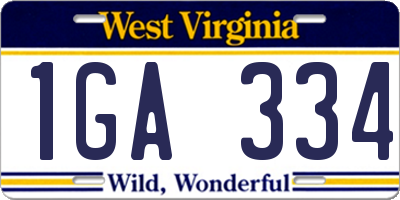 WV license plate 1GA334