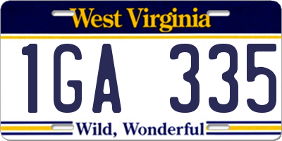 WV license plate 1GA335