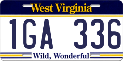 WV license plate 1GA336