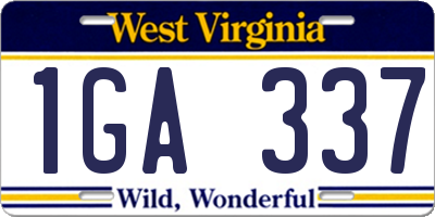 WV license plate 1GA337