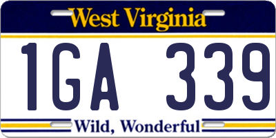 WV license plate 1GA339