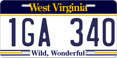 WV license plate 1GA340