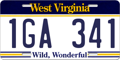 WV license plate 1GA341