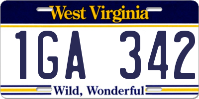WV license plate 1GA342