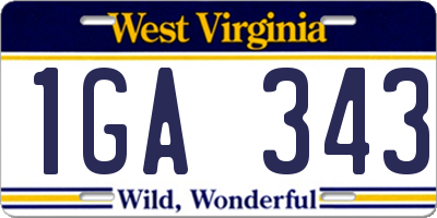 WV license plate 1GA343