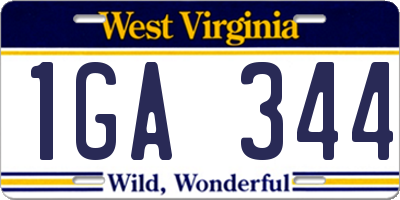 WV license plate 1GA344