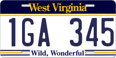 WV license plate 1GA345