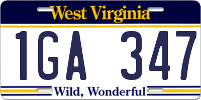 WV license plate 1GA347