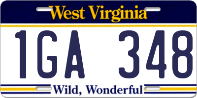 WV license plate 1GA348