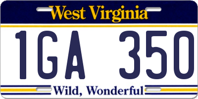 WV license plate 1GA350