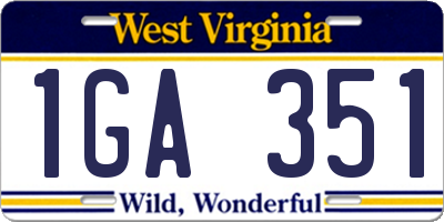 WV license plate 1GA351