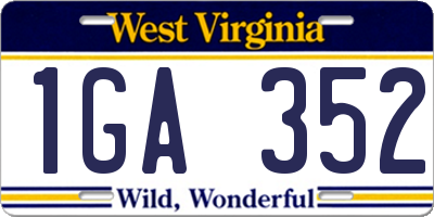 WV license plate 1GA352