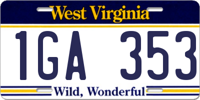 WV license plate 1GA353