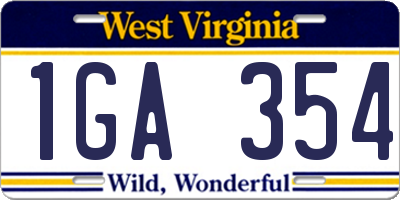 WV license plate 1GA354