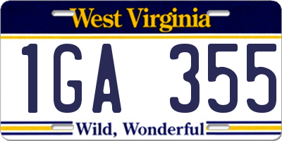 WV license plate 1GA355