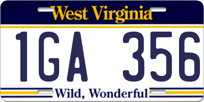 WV license plate 1GA356