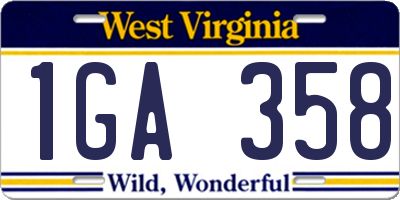 WV license plate 1GA358