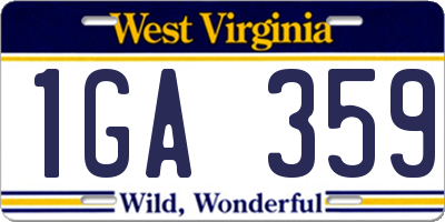 WV license plate 1GA359