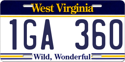 WV license plate 1GA360