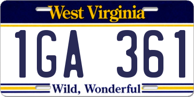 WV license plate 1GA361