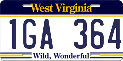 WV license plate 1GA364