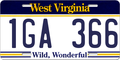 WV license plate 1GA366