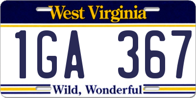 WV license plate 1GA367