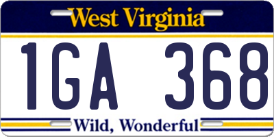 WV license plate 1GA368