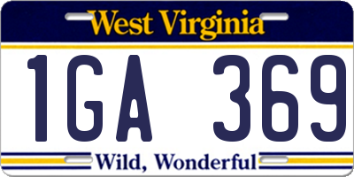 WV license plate 1GA369