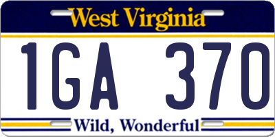 WV license plate 1GA370