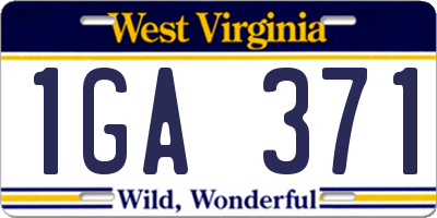 WV license plate 1GA371
