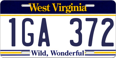 WV license plate 1GA372
