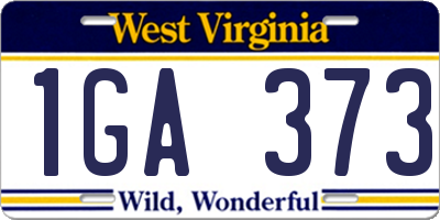 WV license plate 1GA373