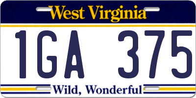 WV license plate 1GA375