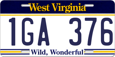 WV license plate 1GA376