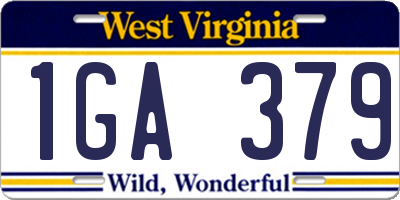 WV license plate 1GA379