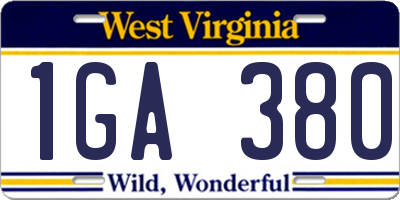 WV license plate 1GA380